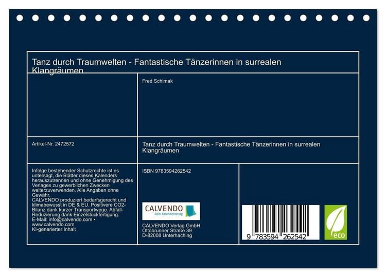 Produktbild: Tanz durch Traumwelten - Fantastische T&auml;nzerinnen in surrealen Klangr&auml;umen (Tischkalender 2027 DIN A5 quer), CALVENDO Monatskalender