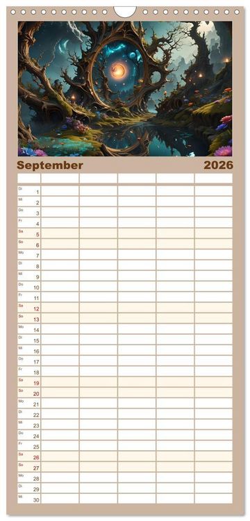 Produktbild: Familienplaner 2026 - Portale in fremde Welten - Mystische Pforten mit 5 Spalten (Wandkalender, 21 x 45 cm) CALVENDO