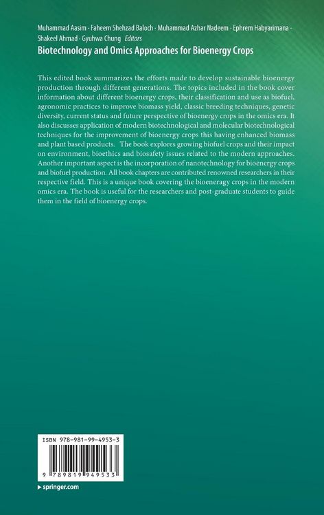 Produktbild: Biotechnology and Omics Approaches for Bioenergy Crops