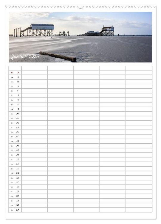 Produktbild: Nordfriesland - Familienplaner (Wandkalender 2027 DIN A2 hoch), CALVENDO Monatskalender