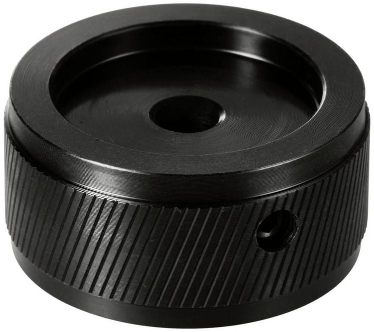 Produktbild: TRU COMPONENTS TC-11654300 Drehknopf mit Knopfmarkierung Schwarz (&Oslash; x H) 34 mm x 17 mm Aluminium 1 St.