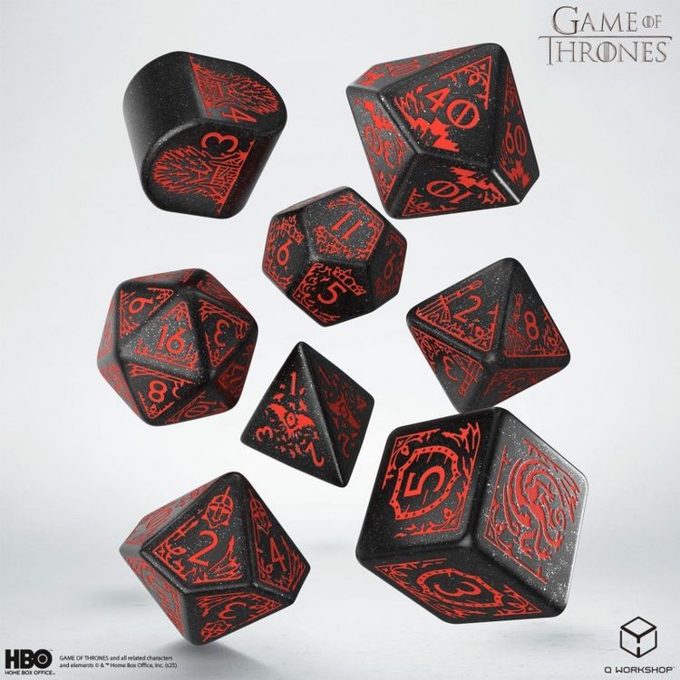 Produktbild: Q-Workshop QWO97713 - Game of Thrones, Targaryen Dice Set, 8-teilig