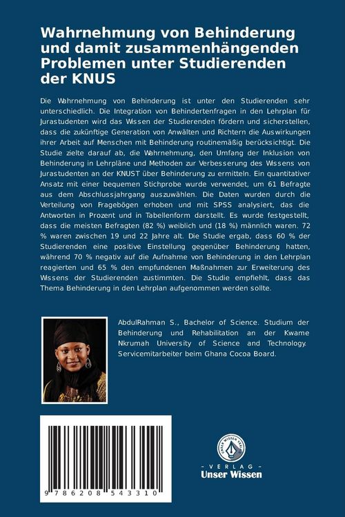 Produktbild: Wahrnehmung von Behinderung und damit zusammenh&auml;ngenden Problemen unter Studierenden der KNUS