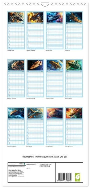 Produktbild: Familienplaner 2027 - Raumschiffe - Im Universum durch Raum und Zeit mit 5 Spalten (Wandkalender, 21 x 45 cm) CALVENDO