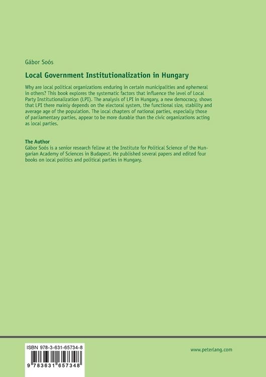 Produktbild: Local Government Institutionalization in Hungary