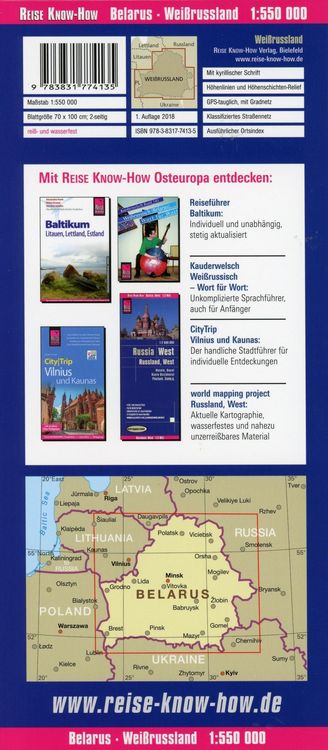 Produktbild: Reise Know-How Landkarte Wei&szlig;russland / Belarus (1:550.000)