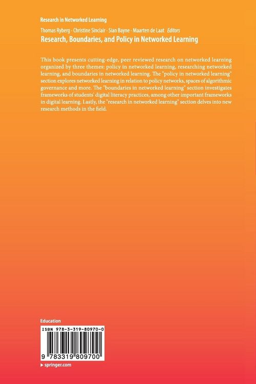 Produktbild: Research, Boundaries, and Policy in Networked Learning