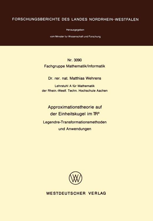 Produktbild: Approximationstheorie auf der Einheitskugel im R3