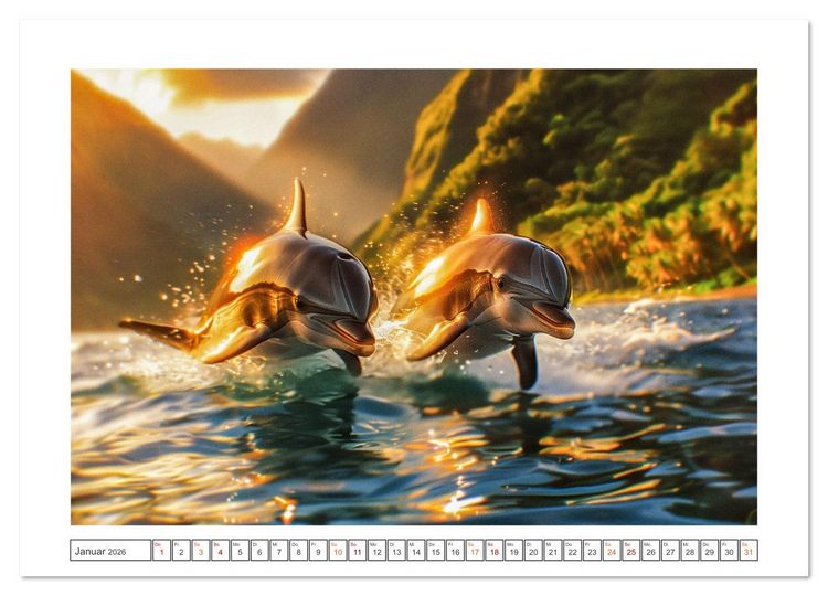 Produktbild: Delfingl&uuml;ck (hochwertiger Premium Wandkalender 2026 DIN A2 quer), Kunstdruck in Hochglanz