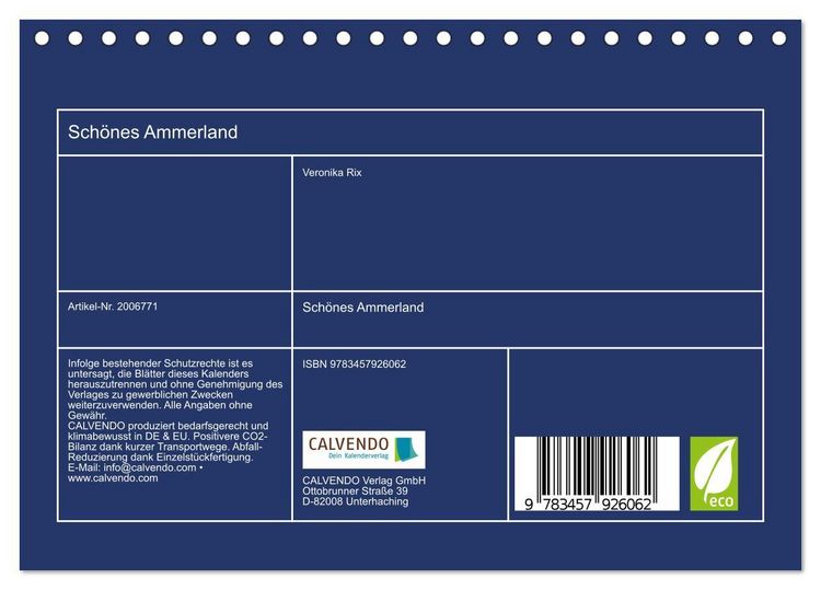 Produktbild: Sch&ouml;nes Ammerland (Tischkalender 2026 DIN A5 quer), CALVENDO Monatskalender