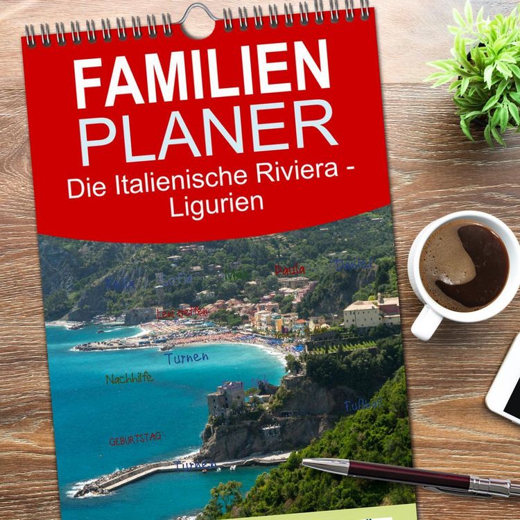 Produktbild: Familienplaner 2026 - Die Italienische Riviera - Ligurien mit 5 Spalten (Wandkalender, 21 x 45 cm) CALVENDO