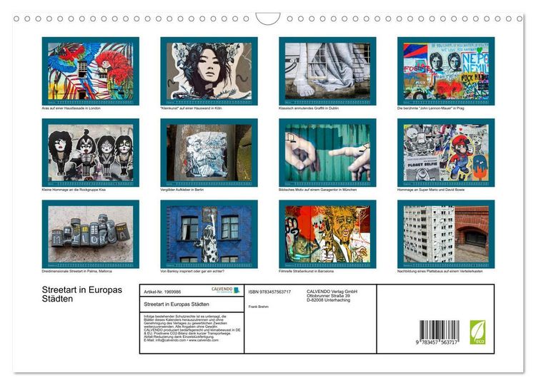 Produktbild: Streetart in Europas St&auml;dten (Wandkalender 2026 DIN A3 quer), CALVENDO Monatskalender