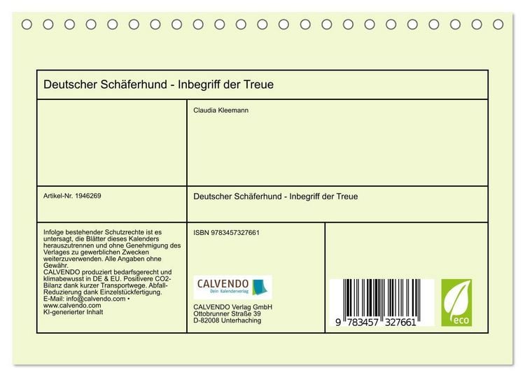 Produktbild: Deutscher Sch&auml;ferhund - Inbegriff der Treue (Tischkalender 2026 DIN A5 quer), CALVENDO Monatskalender