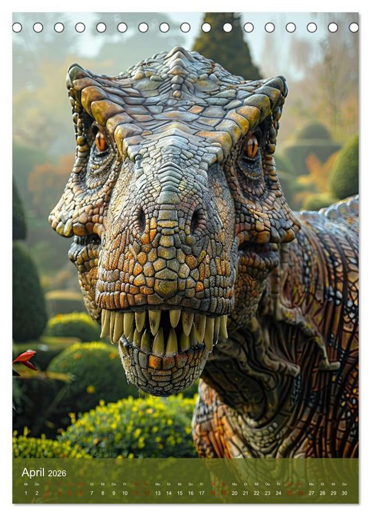 Produktbild: Dinos unterwegs: Urzeitriesen erkunden unsere Welt (Tischkalender 2026 DIN A5 hoch), CALVENDO Monatskalender