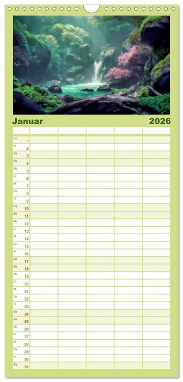 Produktbild: Familienplaner 2026 - Kaskaden - Die Poesie des Wassers mit 5 Spalten (Wandkalender, 21 x 45 cm) CALVENDO