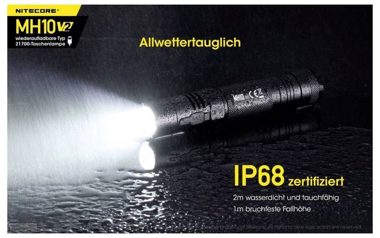 Produktbild: NiteCore MH10 V2 LED Taschenlampe akkubetrieben 1200lm 1500h 77.5g