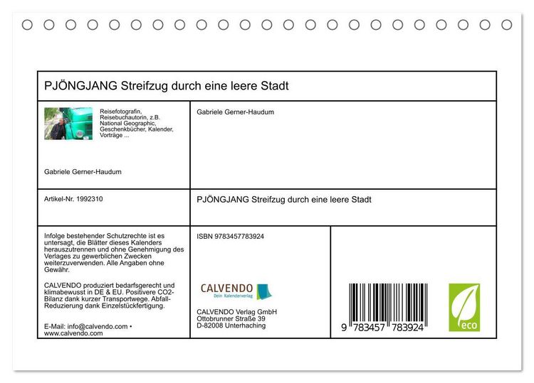 Produktbild: PJ&Ouml;NGJANG Streifzug durch eine leere Stadt (Tischkalender 2026 DIN A5 quer), CALVENDO Monatskalender