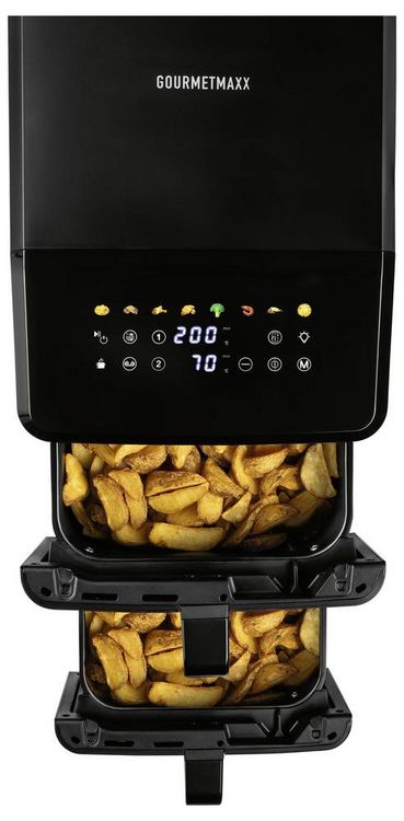 Produktbild: GourmetMaxx 19129 Hei&szlig;luft-Fritteuse 10l 2400W Antihaftbeschichtung, BPA-frei, Cool-Touch-Geh&auml;use, digitaler Timer, Grillfunktion