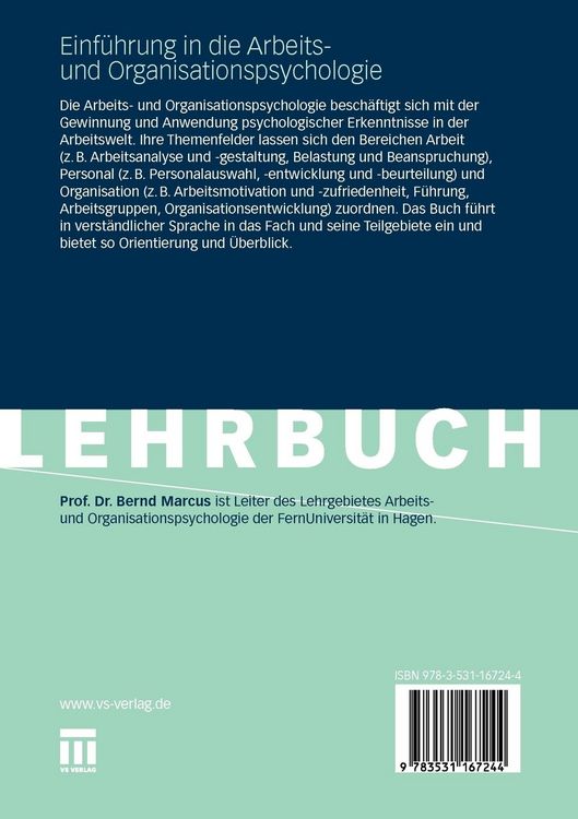 Produktbild: Einf&uuml;hrung in die Arbeits- und Organisationspsychologie