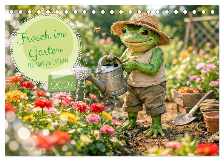 Produktbild: Frosch im Garten (Tischkalender 2027 DIN A5 quer), CALVENDO Monatskalender