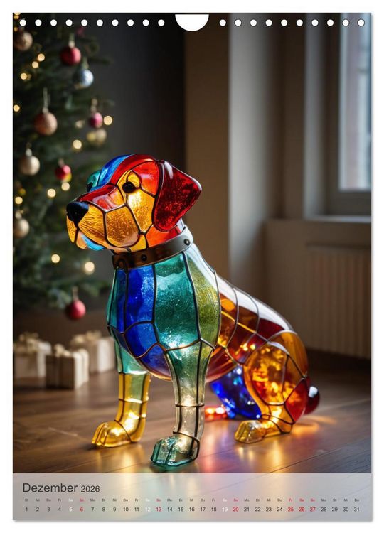 Produktbild: Tiere aus Glas - Hunde (Wandkalender 2026 DIN A4 hoch), CALVENDO Monatskalender