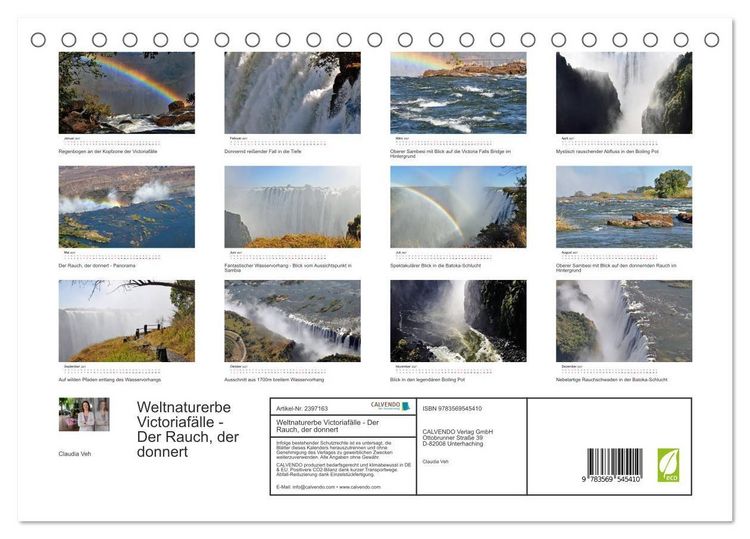 Produktbild: Weltnaturerbe Victoriaf&auml;lle - Der Rauch, der donnert (Tischkalender 2027 DIN A5 quer), CALVENDO Monatskalender
