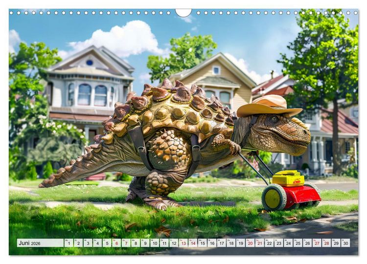 Produktbild: Dinosaurier-Alltag - Wenn sie nicht ausgestorben w&auml;ren! (Wandkalender 2026 DIN A3 quer), CALVENDO Monatskalender