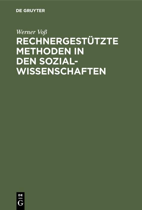 Produktbild: Rechnergest&uuml;tzte Methoden in den Sozialwissenschaften