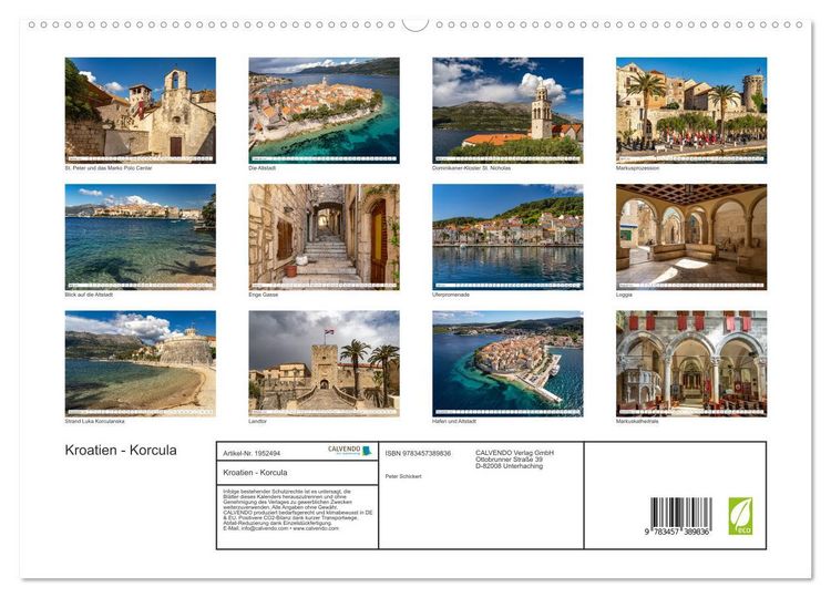 Produktbild: Kroatien - Korcula (hochwertiger Premium Wandkalender 2026 DIN A2 quer), Kunstdruck in Hochglanz