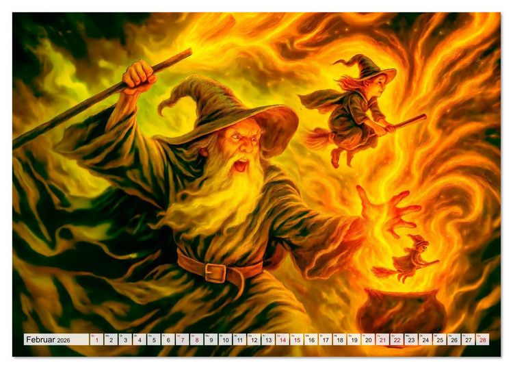 Produktbild: Magische Meister - Kalender &uuml;ber Zauberer und ihre Kr&auml;fte (Tischkalender 2026 DIN A5 quer), CALVENDO Monatskalender