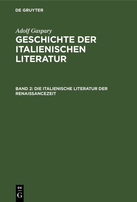 Produktbild: Die italienische Literatur der Renaissancezeit