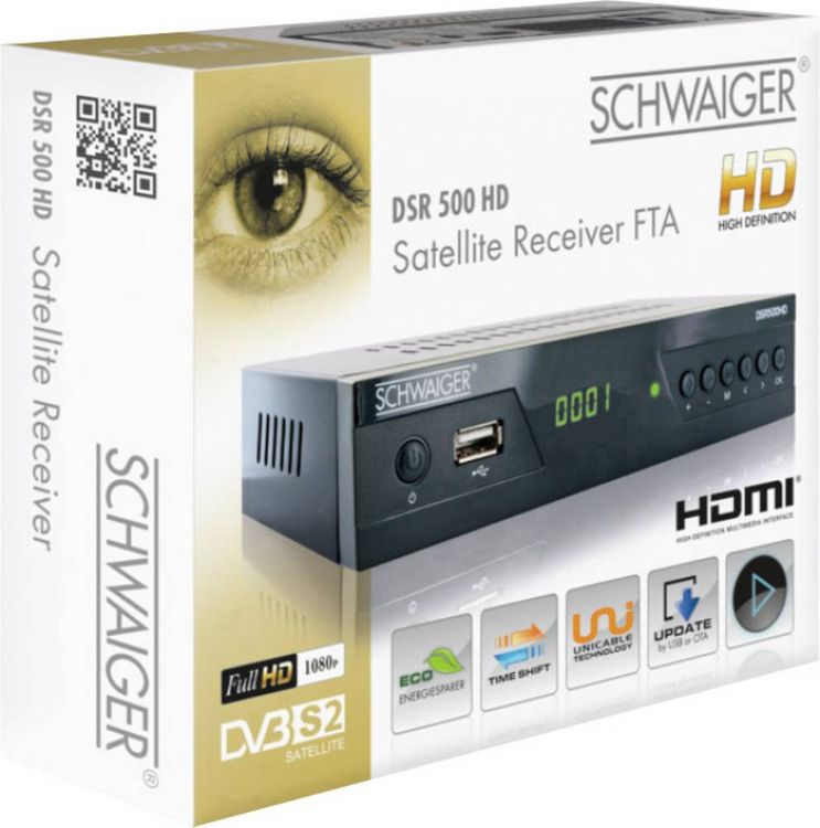 Produktbild: Schwaiger DSR500HD HD-SAT-Receiver Front-USB Anzahl Tuner: 1