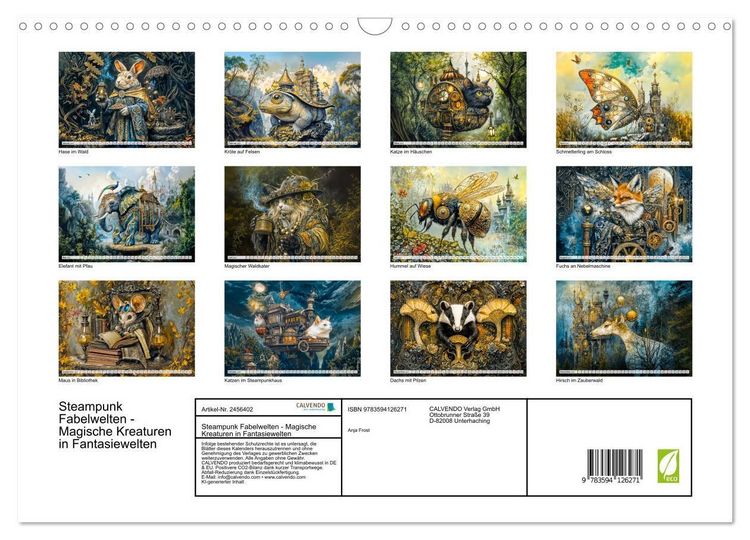 Produktbild: Steampunk Fabelwelten - Magische Kreaturen in Fantasiewelten (Wandkalender 2027 DIN A3 quer), CALVENDO Monatskalender
