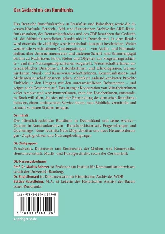 Produktbild: Das Ged&auml;chtnis des Rundfunks