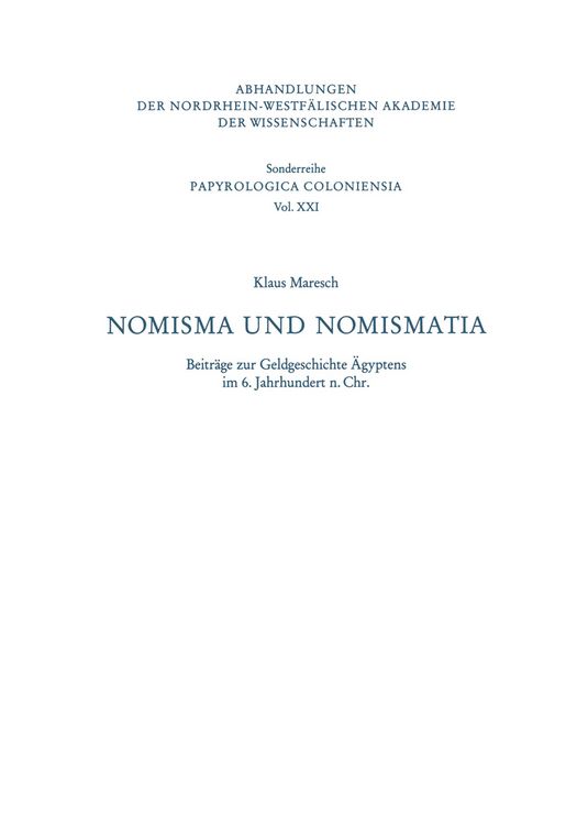 Produktbild: Nomisma und Nomismatia