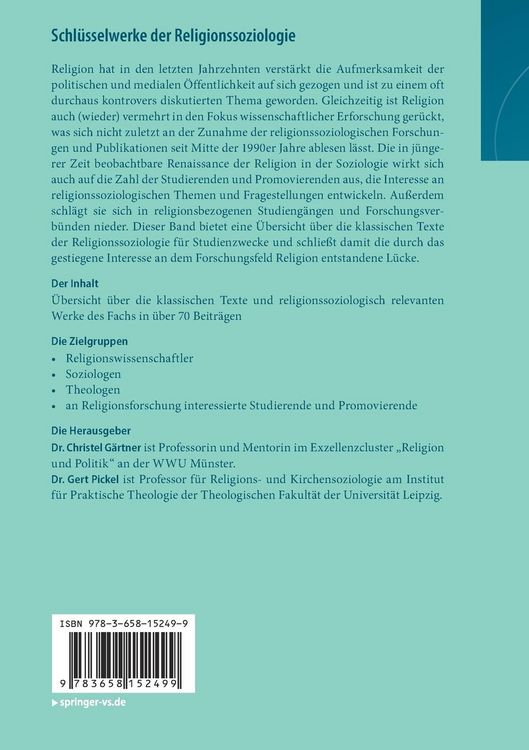 Produktbild: Schl&uuml;sselwerke der Religionssoziologie