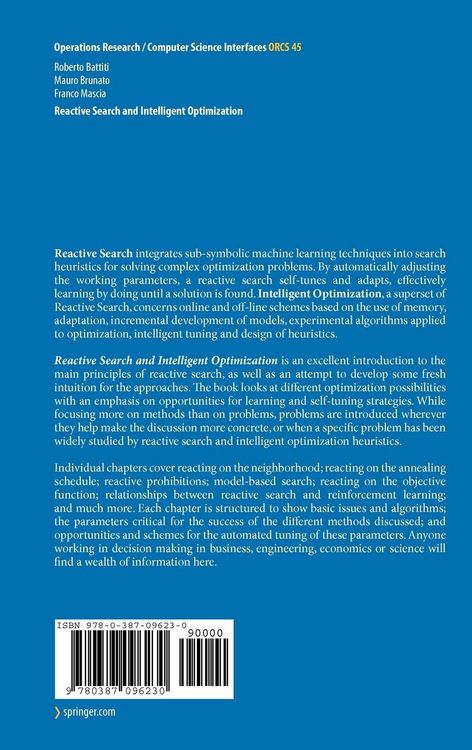 Produktbild: Reactive Search and Intelligent Optimization