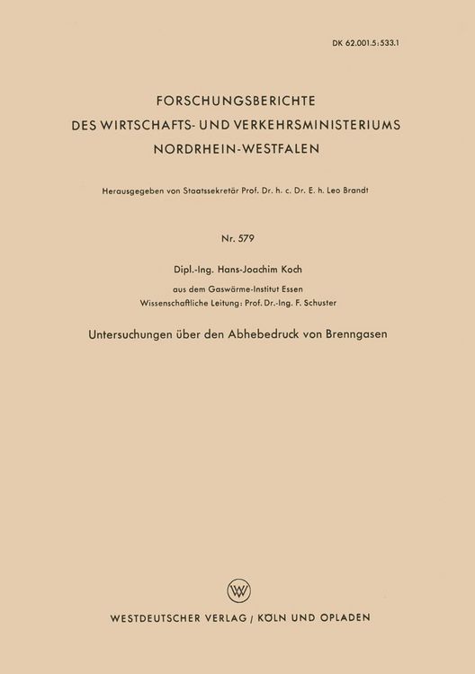 Produktbild: Untersuchungen &uuml;ber den Abhebedruck von Brenngasen