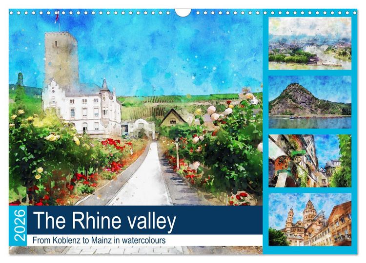Produktbild: The Rhine valley - From Koblenz to Mainz in watercolours (Wall Calendar 2026 DIN A3 landscape), CALVENDO 12 Month Wall Calendar