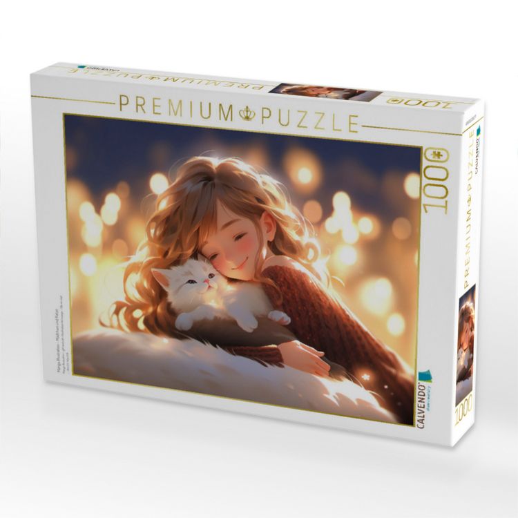 Produktbild: CALVENDO Puzzle Manga Illustration - M&auml;dchen und Katze | 1000 Teile Lege-Gr&ouml;&szlig;e 64x48cm Foto-Puzzle f&uuml;r gl&uuml;ckliche Stunden