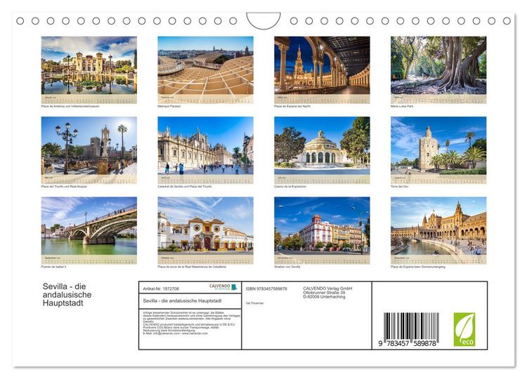 Produktbild: Sevilla - die andalusische Hauptstadt (Wandkalender 2026 DIN A4 quer), CALVENDO Monatskalender