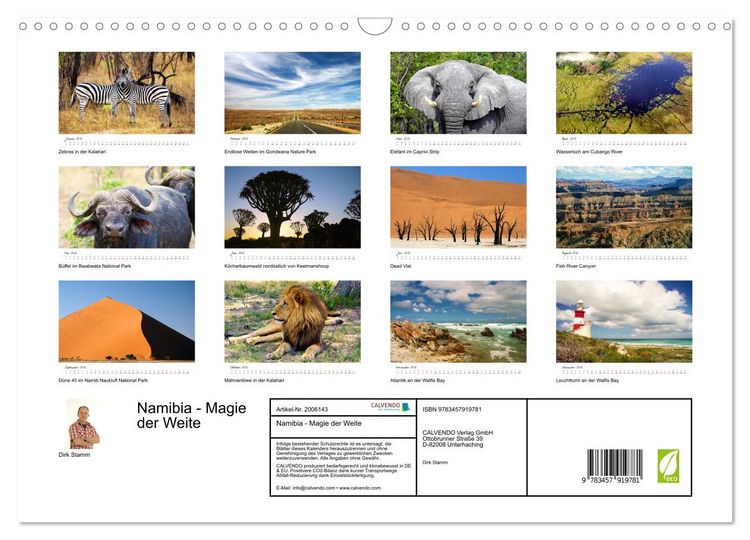 Produktbild: Namibia - Magie der Weite (Wandkalender 2026 DIN A3 quer), CALVENDO Monatskalender
