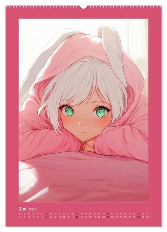 Produktbild: Zauberhafte Momente. Rosa Tr&auml;ume im Manga-Stil (Wandkalender 2026 DIN A2 hoch), CALVENDO Monatskalender