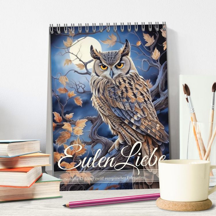 Produktbild: Eulenliebe (Tischkalender 2026 DIN A5 hoch), CALVENDO Monatskalender