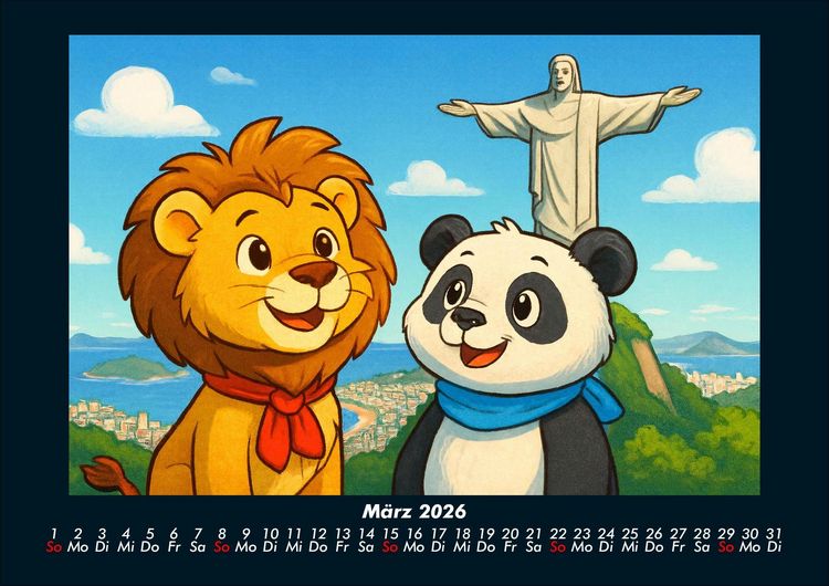 Produktbild: Buschi und Pippin - Reise zu den Weltwundern 2026 Fotokalender DIN A4