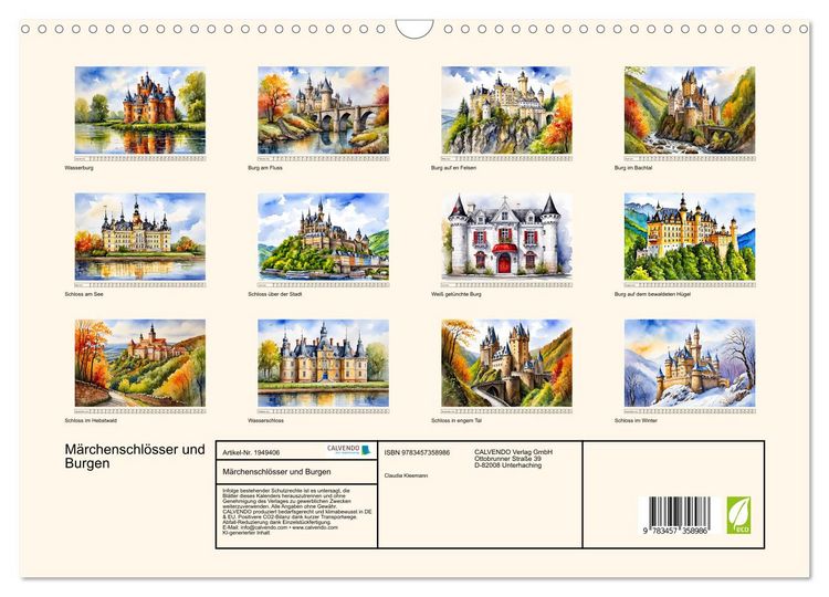 Produktbild: M&auml;rchenschl&ouml;sser und Burgen (Wandkalender 2026 DIN A3 quer), CALVENDO Monatskalender