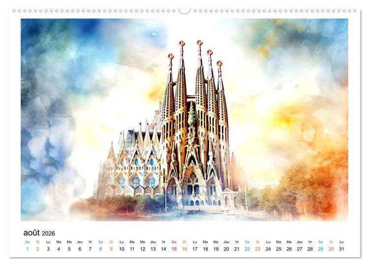 Produktbild: &Eacute;difices c&eacute;l&egrave;bres, autour du monde (Calendrier mural 2026 DIN A2 vertical) calendrier de bureau