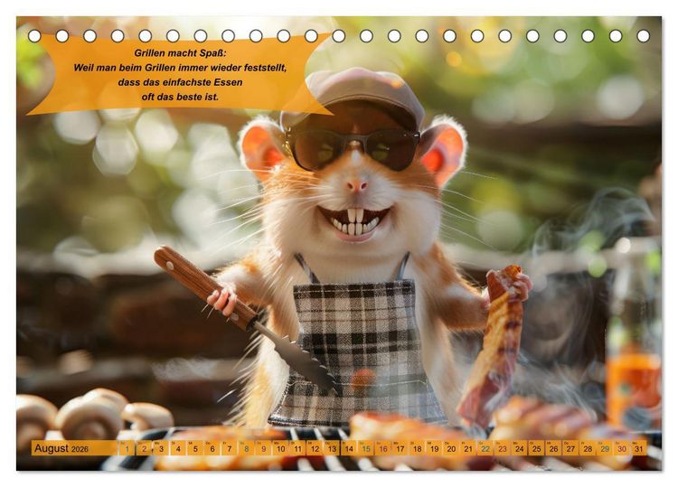 Produktbild: Tierisch lustige Grillmeister (Tischkalender 2026 DIN A5 quer), CALVENDO Monatskalender