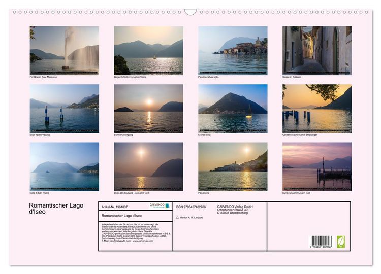 Produktbild: Romantischer Lago d'Iseo (Wandkalender 2026 DIN A2 quer), CALVENDO Monatskalender