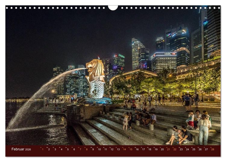 Produktbild: Nachtansichten Singapur City (Wandkalender 2026 DIN A3 quer), CALVENDO Monatskalender